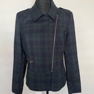 CAbi Tartan green/blue plaid Jacket Sz 6